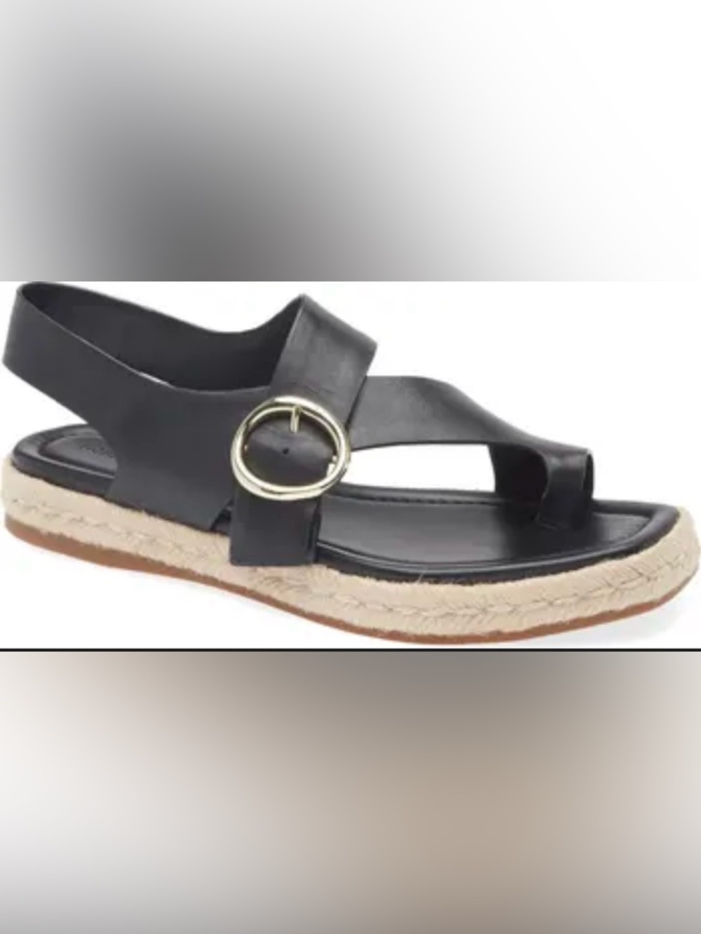 Nordstrom Black Leather Crossover‎ Sandals with Gold Buckle Size 7.5